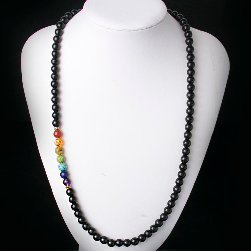 Black Onyx Beads Necklace Women Multicolor