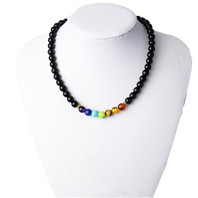 Black Onyx Beads Necklace Women Multicolor