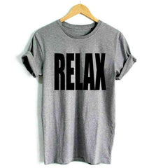 Women Tshirt RELAX Letters Print Cotton Casual Funny Shirt For Lady White Black Top