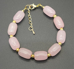 Fashion Cylindrical Pink Rose Quartzs Beaded Bracelets