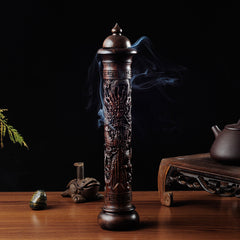 Ebony Wood Dragon Sculpture Stick Incense Burner