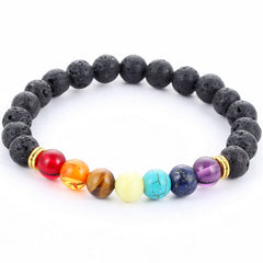 Muti-color Mens Bracelets Black Lava 7 Chakra Healing Balance Beads Bracelet