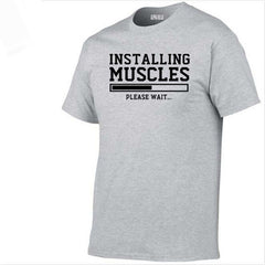 Men's T-shirts summer 2018 printed INSTALLING MUSCLES funny T-shirt fashion brand clothing