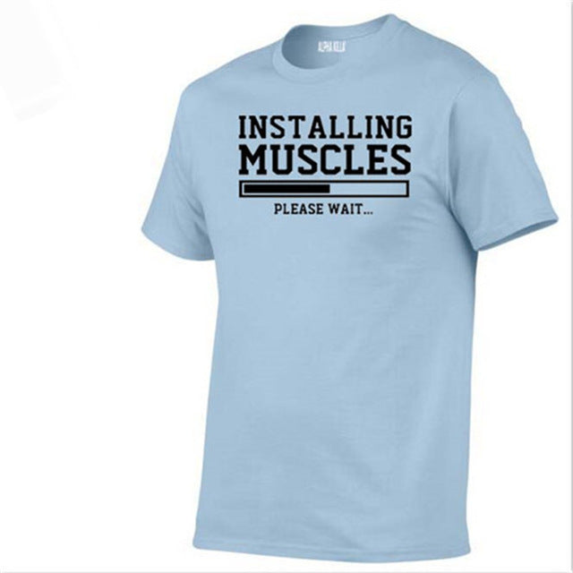 Men's T-shirts summer 2018 printed INSTALLING MUSCLES funny T-shirt fashion brand clothing