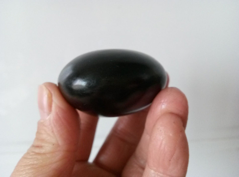 Black Tourmaline Crystal Pocket Palm Stone