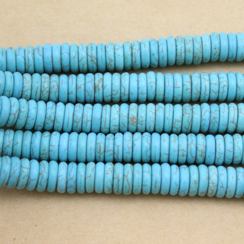 Dia 10mm Round Blue Turquoises Beads Flat Natural Stone