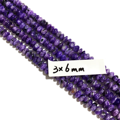 Unique Natural Purple Charoite Abacus Flat Round Shape beads