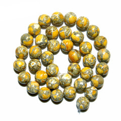 15 "Natural Stone Yellow Sea Sediment Beads Round Jewelry