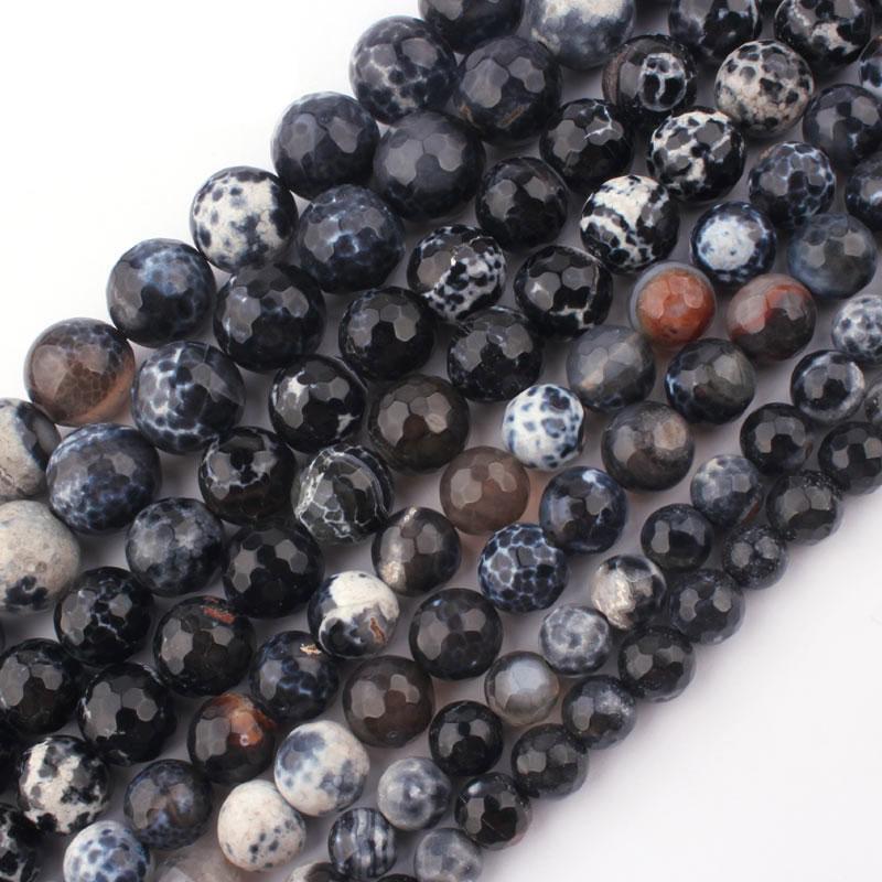 8,10,12mm Round Beads Faceted Fire Agates