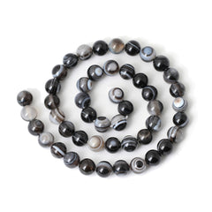 Natural black Sardonyx Agat Beads Round Stripe Carnelian For Jewelry