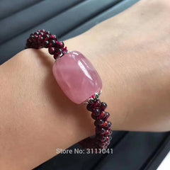 red garnet round  and pink green  bracelet  wholesale beads