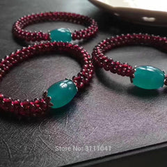 red garnet round  and pink green  bracelet  wholesale beads