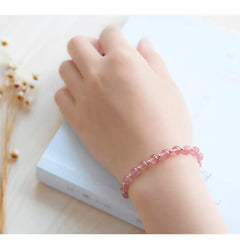Natural Strawberry Crystal Rose Quartz Beaded Bracelets