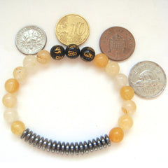 Gold Silver Hematite Tibetan Mantra Beads